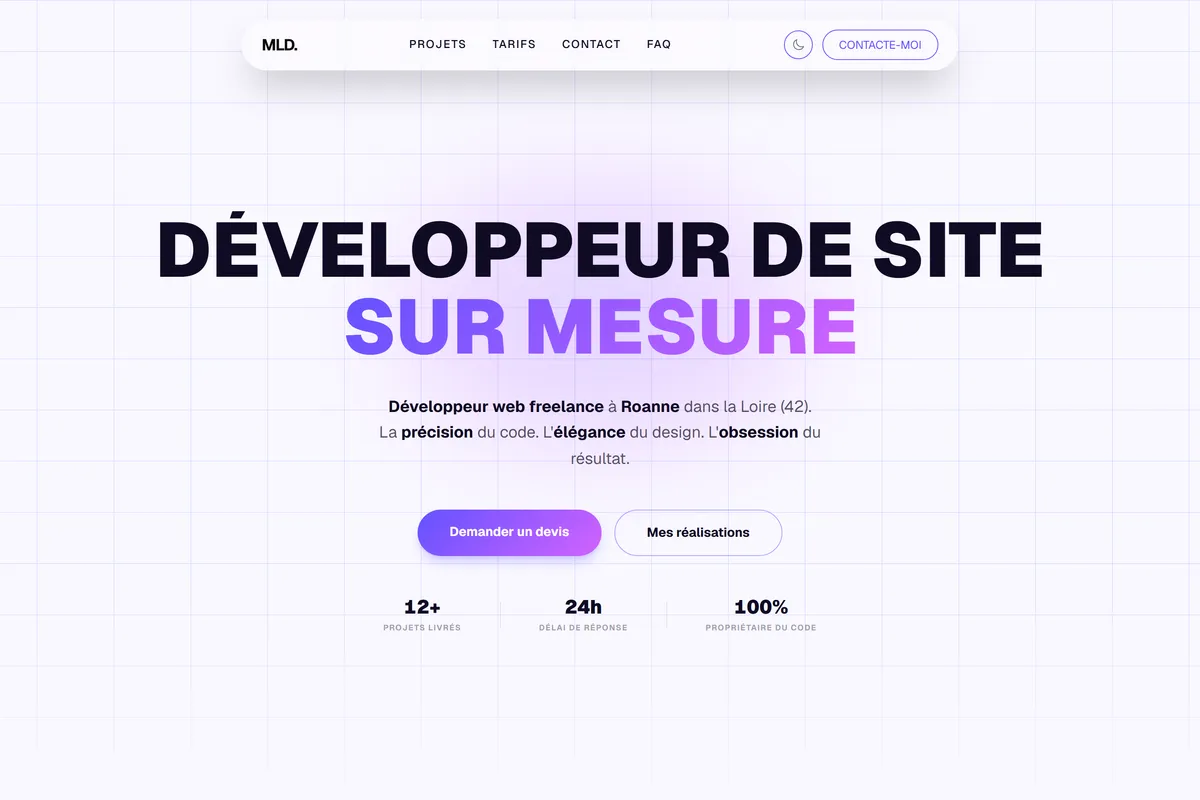 page d'accueil d'un site réalisé par Mld Dev pour une agence web